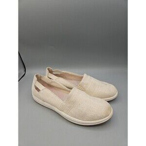 Clarks Cloudsteppers Canvas Slip-Ons Breeze Step Natural Sz 8 Womens